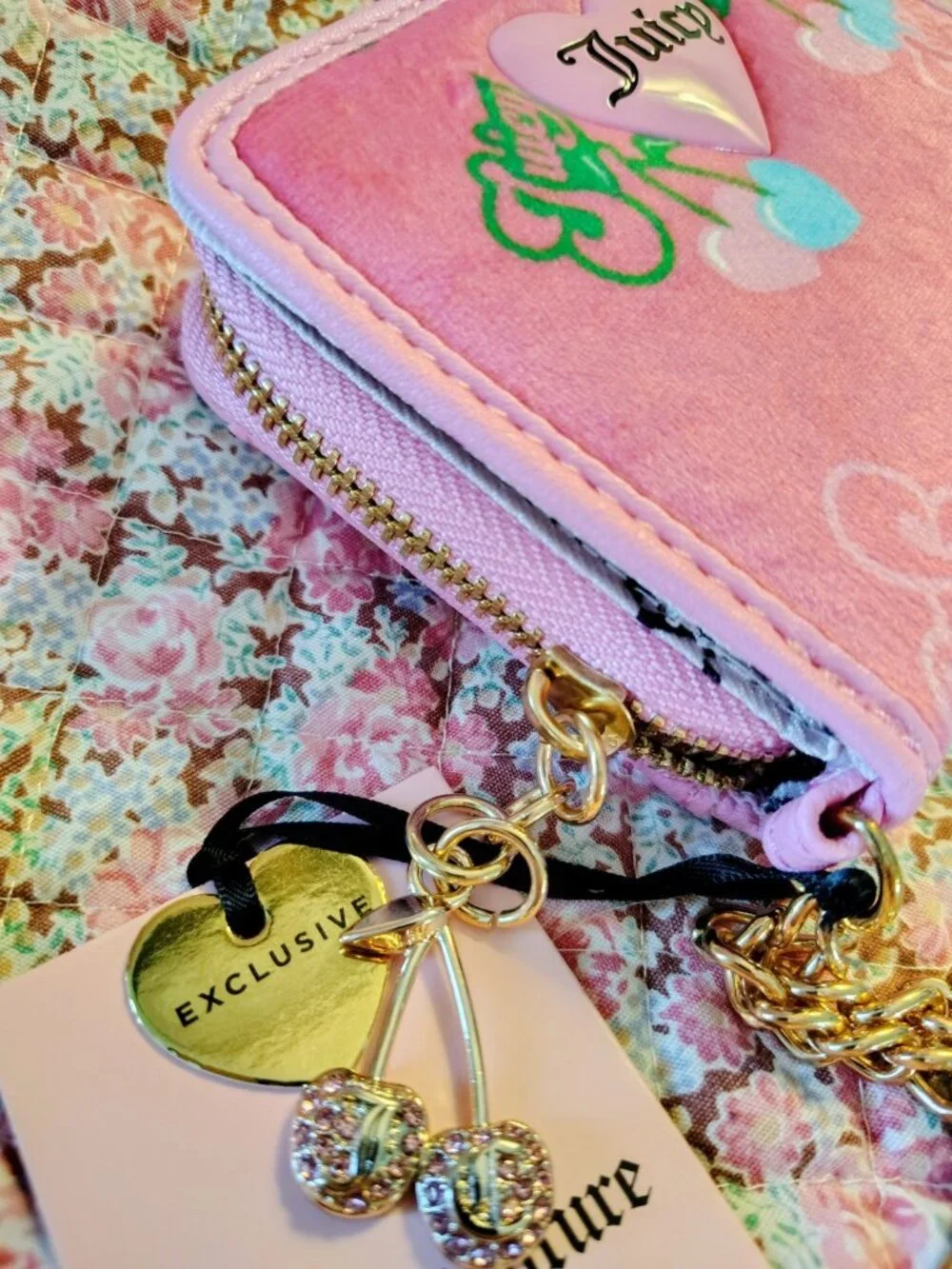 Juicy Couture Exclusive pink cherry blossom wallet Wristlet NWT